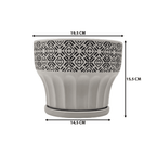 Macetero Maceta De Ceramica Blanco Patrones Negro Alto M - Fliperex