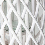 Candelabro Porta Vela Mimbre Rustico Redondo Terraza Blanco - Fliperex