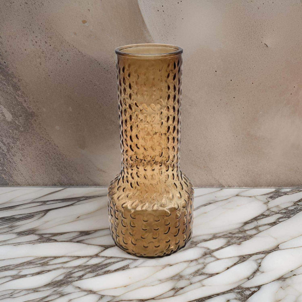 Florero Decorativo De Vidrio Con Diseño Base Ancha Café 30 - Fliperex