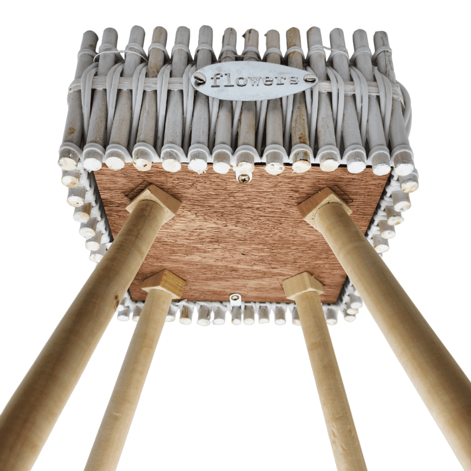 Set 2 Macetero Pedestal Madera Rustico Porta Macetero Blanco - Fliperex