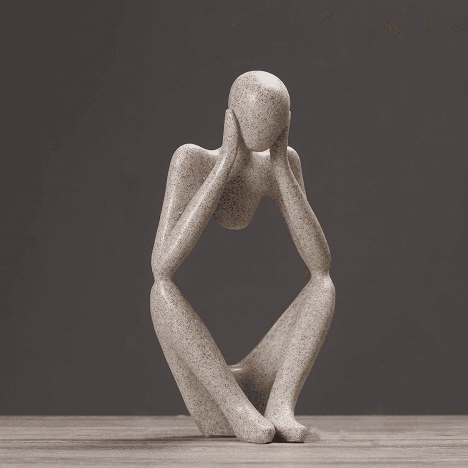 Escultura Pensador De Resina Abstracta Moderna Arenisca - Fliperex