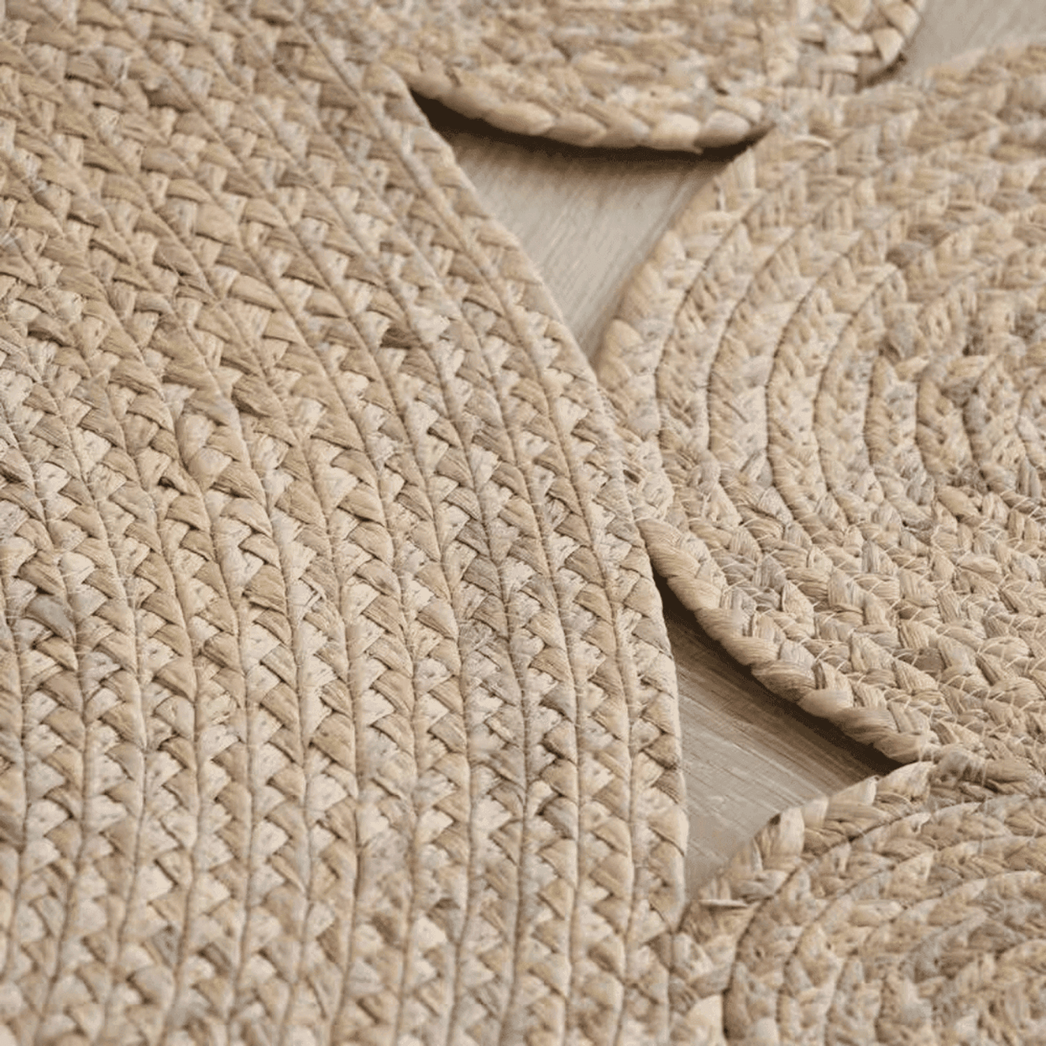 Alfombra Redonda De Yute Borde De Circulos Color Natural - Fliperex