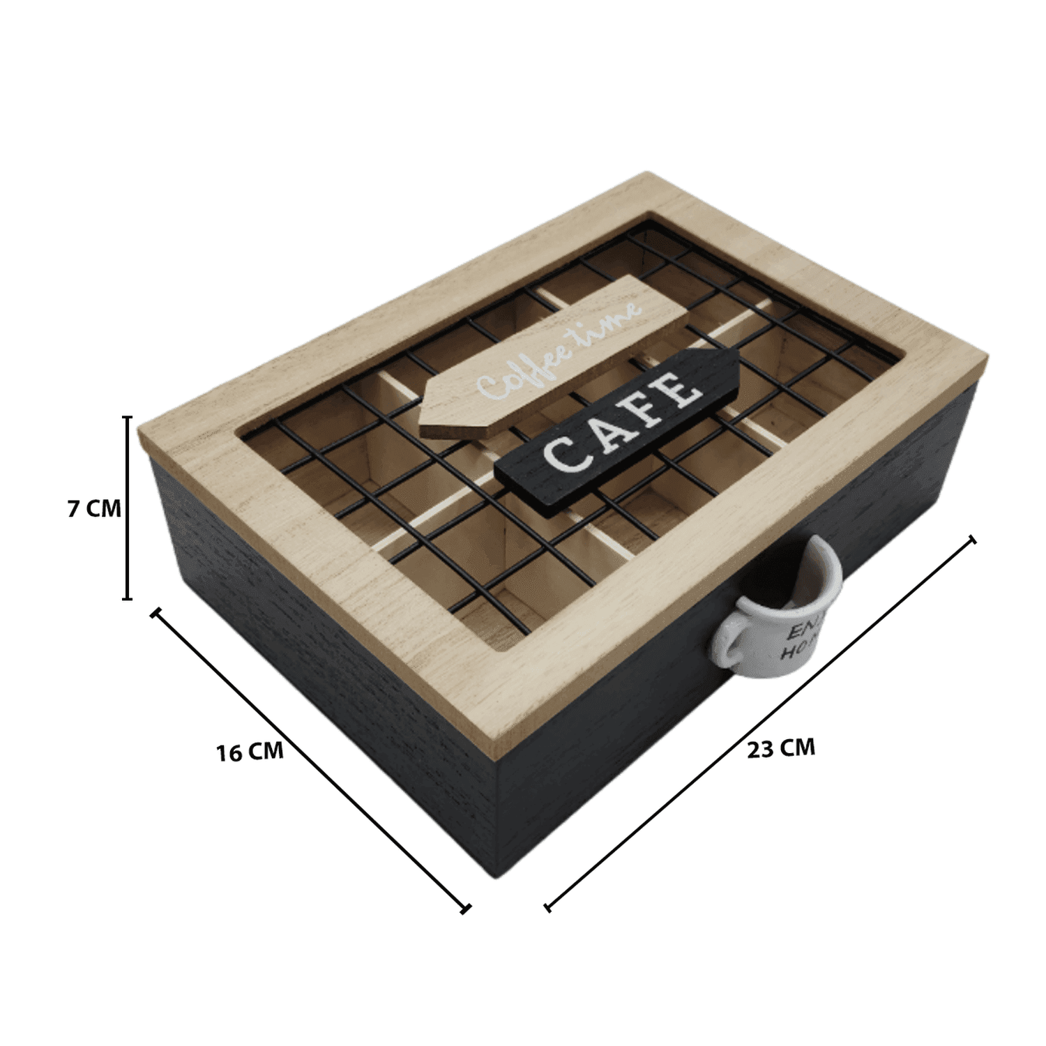 Caja De Te 6 Divisiones Tapa Con Diseño Decorativa Decohogar - Fliperex