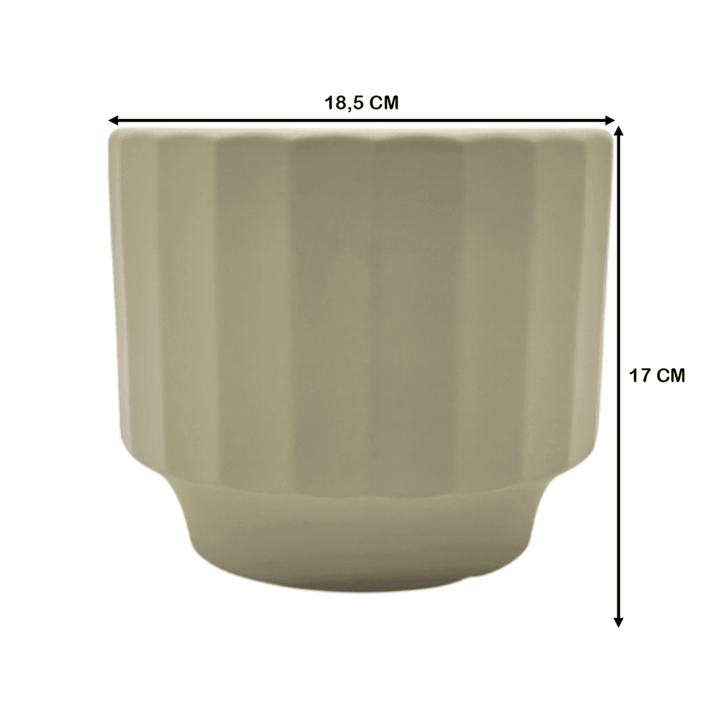 Macetero Maceta De Ceramica Limon Mate Lineas Verticales L - Fliperex