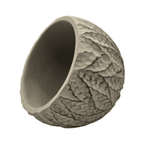 Set 2 Macetero Maceta Acabado Cemento Relieve Hojas Gris S - Fliperex