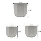 Set 3 Maceteros Maceta De Ceramica Blancos Lineas Verticales - Fliperex