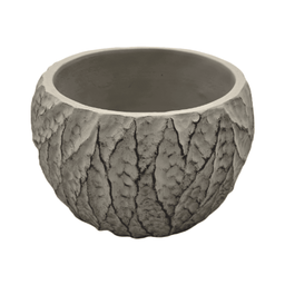 Set 4 Macetero Maceta Acabado Cemento Relieve Hojas Gris S - Fliperex