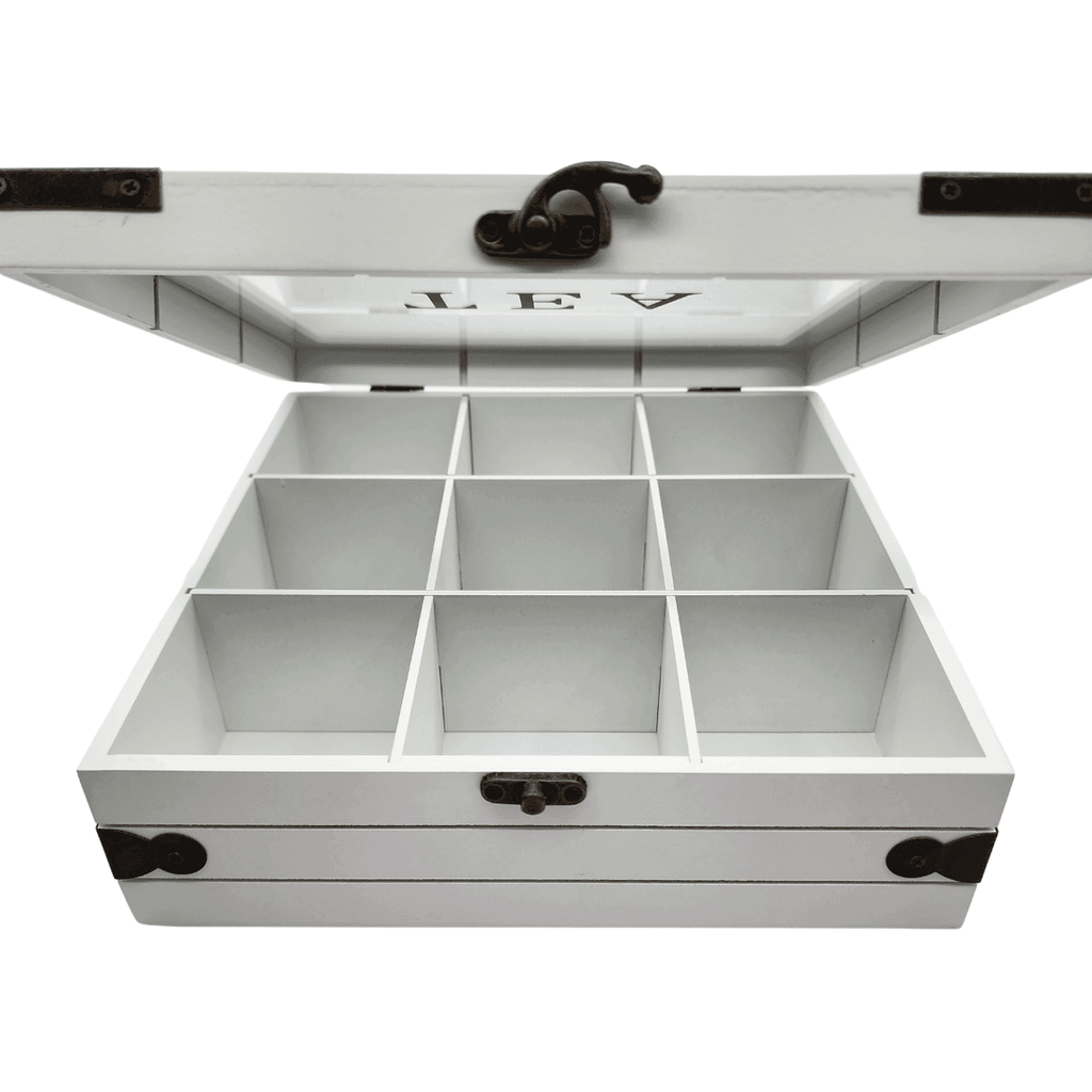 Caja De Té 9 Divisiones Tapa Con Diseño Decorativa - Fliperex