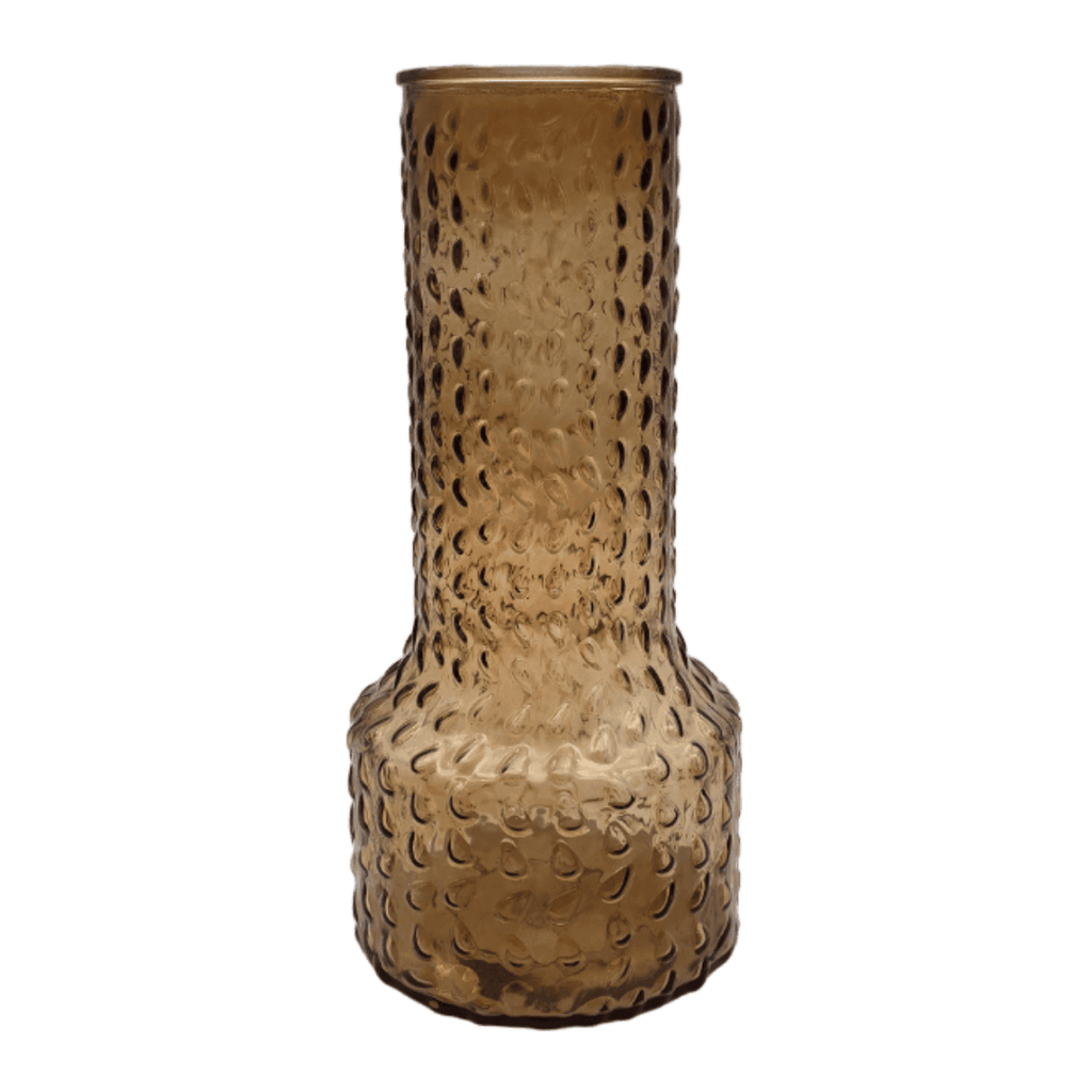 Florero Decorativo De Vidrio Con Diseño Base Ancha Café 30 - Fliperex