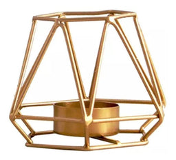 Candelabro Porta Vela Dorado Estilo Geométrico Decorativo - Fliperex
