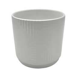 Macetero Maceta De Ceramica Blanco Con Linea Cuadrada S - Fliperex