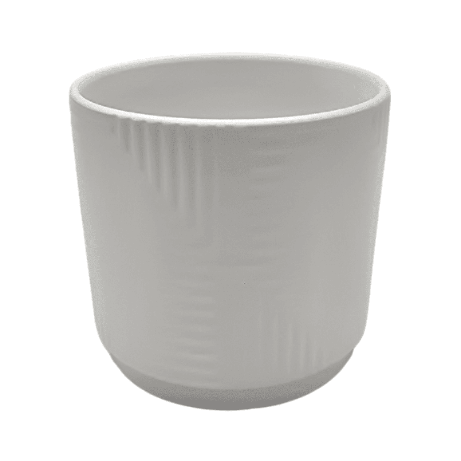 Macetero Maceta De Ceramica Blanco Con Linea Cuadrada S - Fliperex