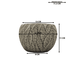 Set 4 Macetero Maceta Acabado Cemento Relieve Hojas Gris S - Fliperex