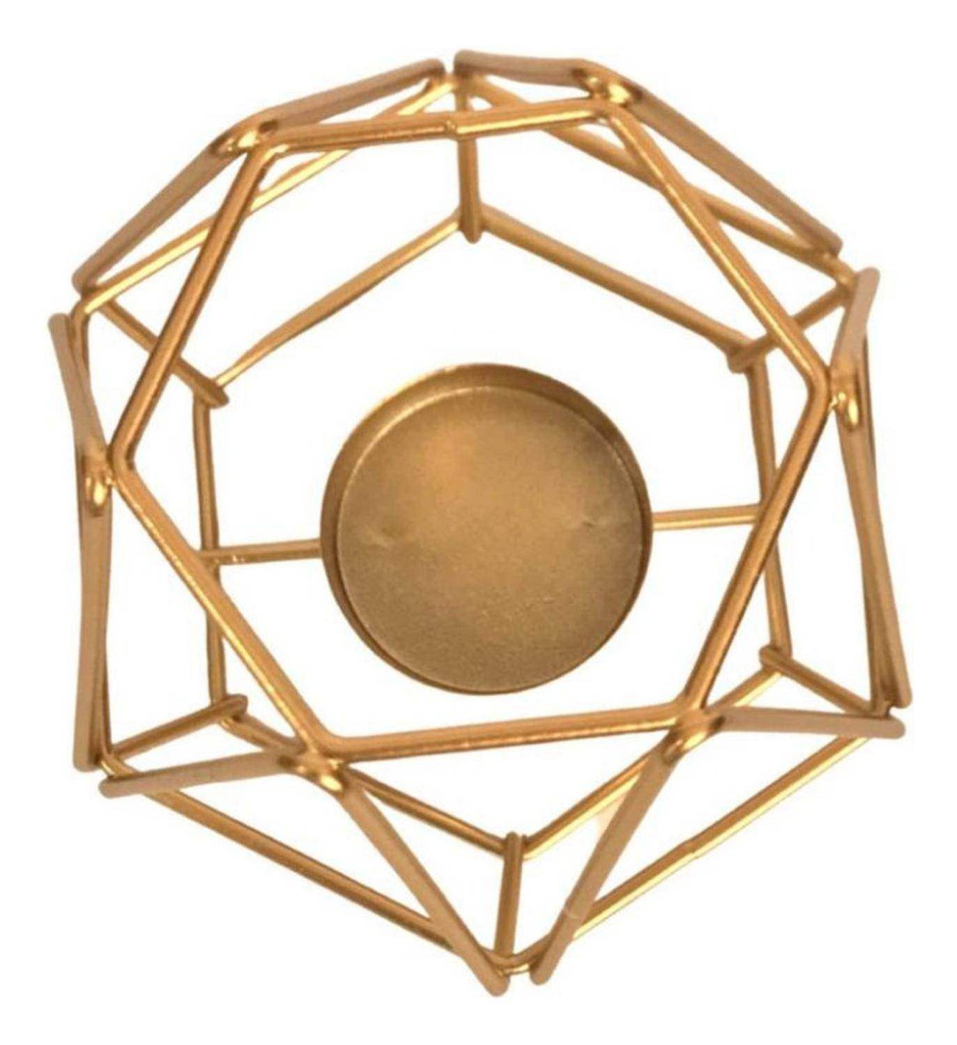 Candelabro Porta Vela Dorado Estilo Geométrico Decorativo - Fliperex