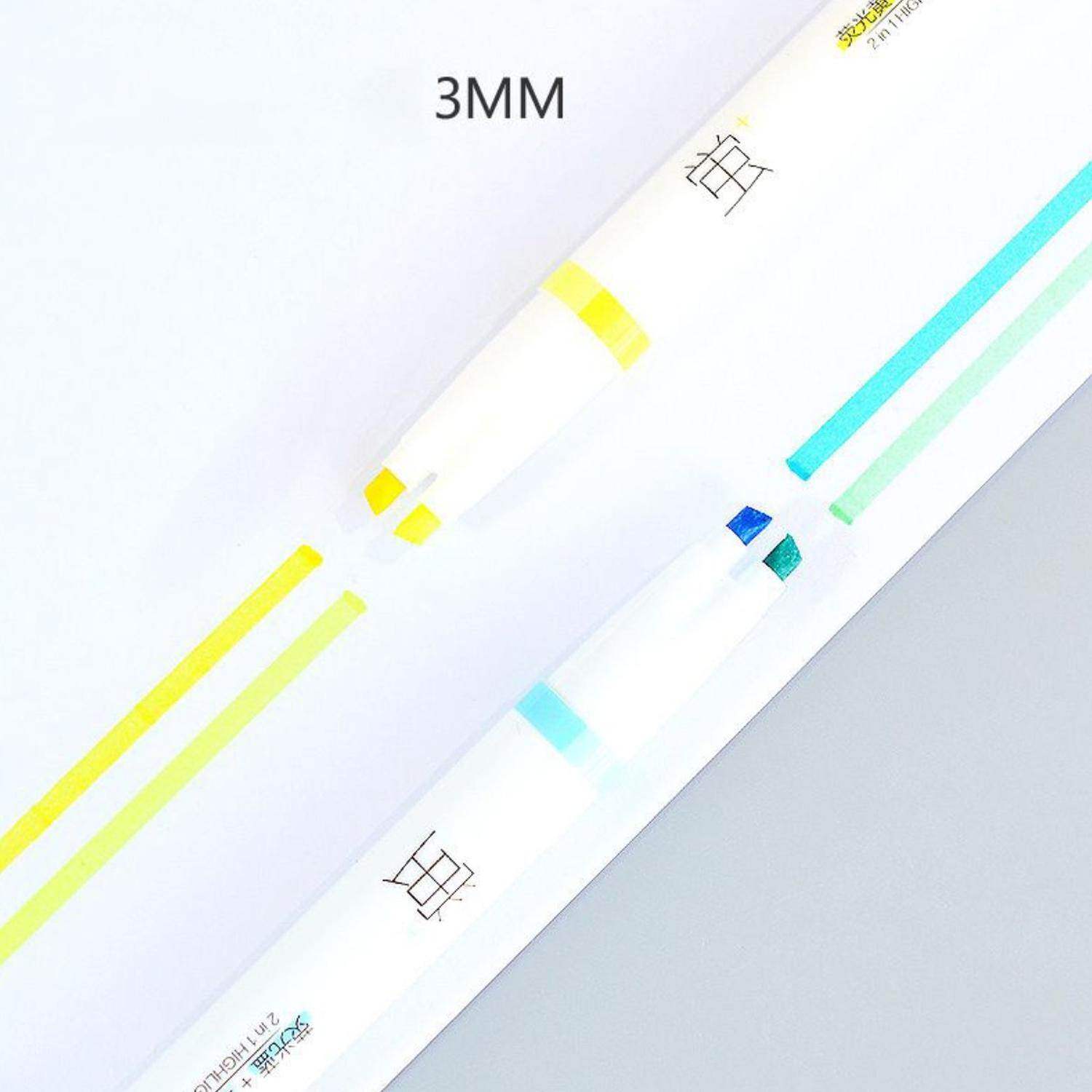 Set Lapices 12 Colores Marcadores Destacador 2 En 1 Stickers - Fliperex