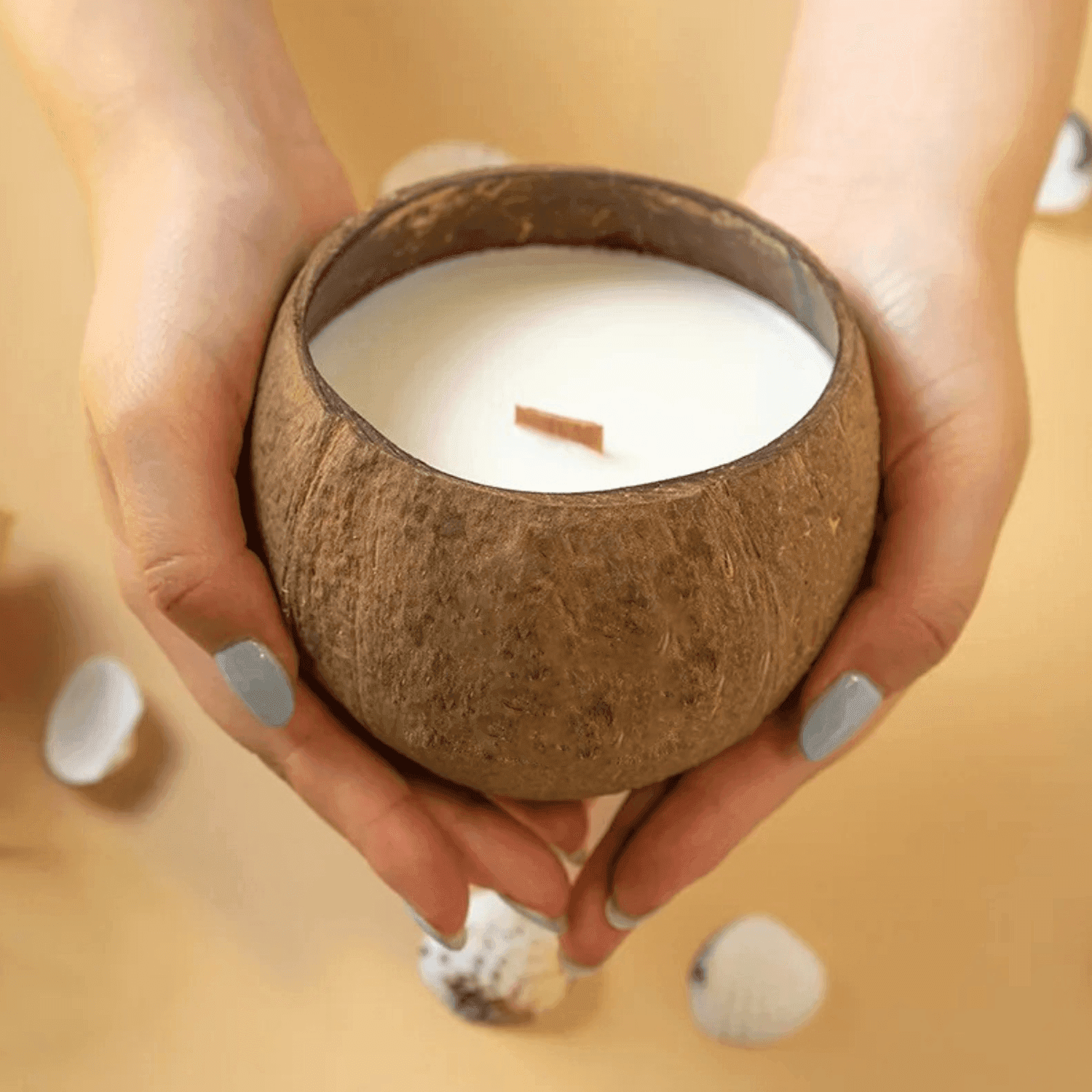 Vela Aromatica Ecologica En Cascara De Coco Cera De Soja - Fliperex