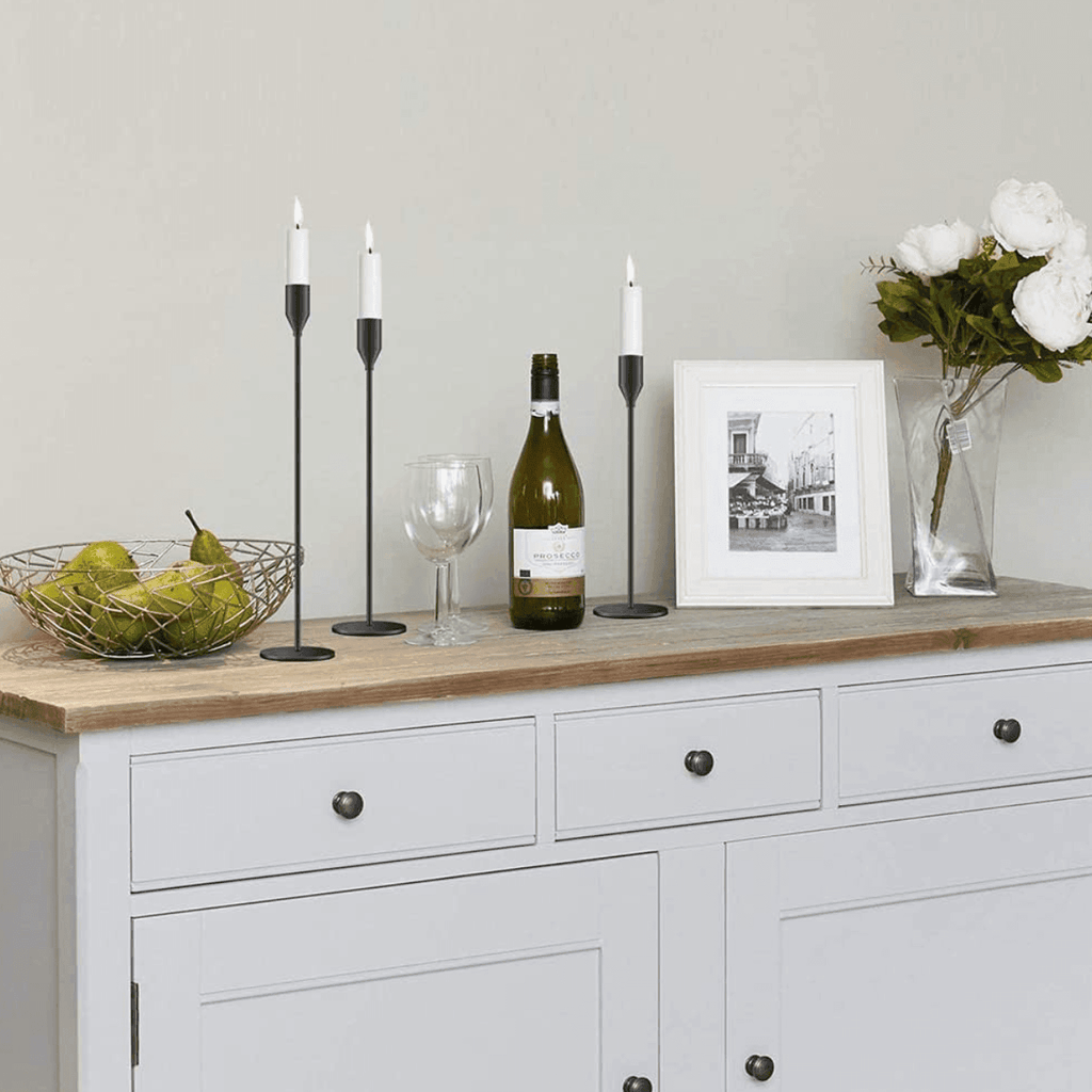 Set 3 Candelabros Porta Velas Negro Decora Centro De Mesa - Fliperex
