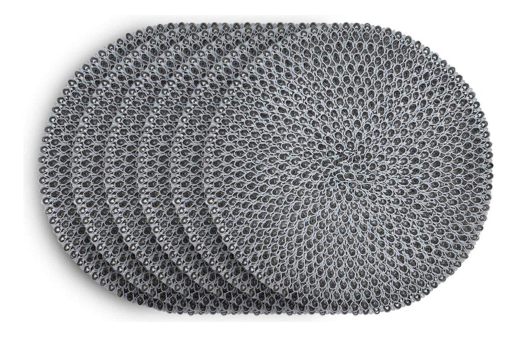 Set 6 Individuales Circulares Estilo Zigzag Diseño Gris - Fliperex