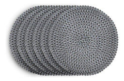 Set 6 Individuales Circulares Estilo Zigzag Diseño Gris - Fliperex