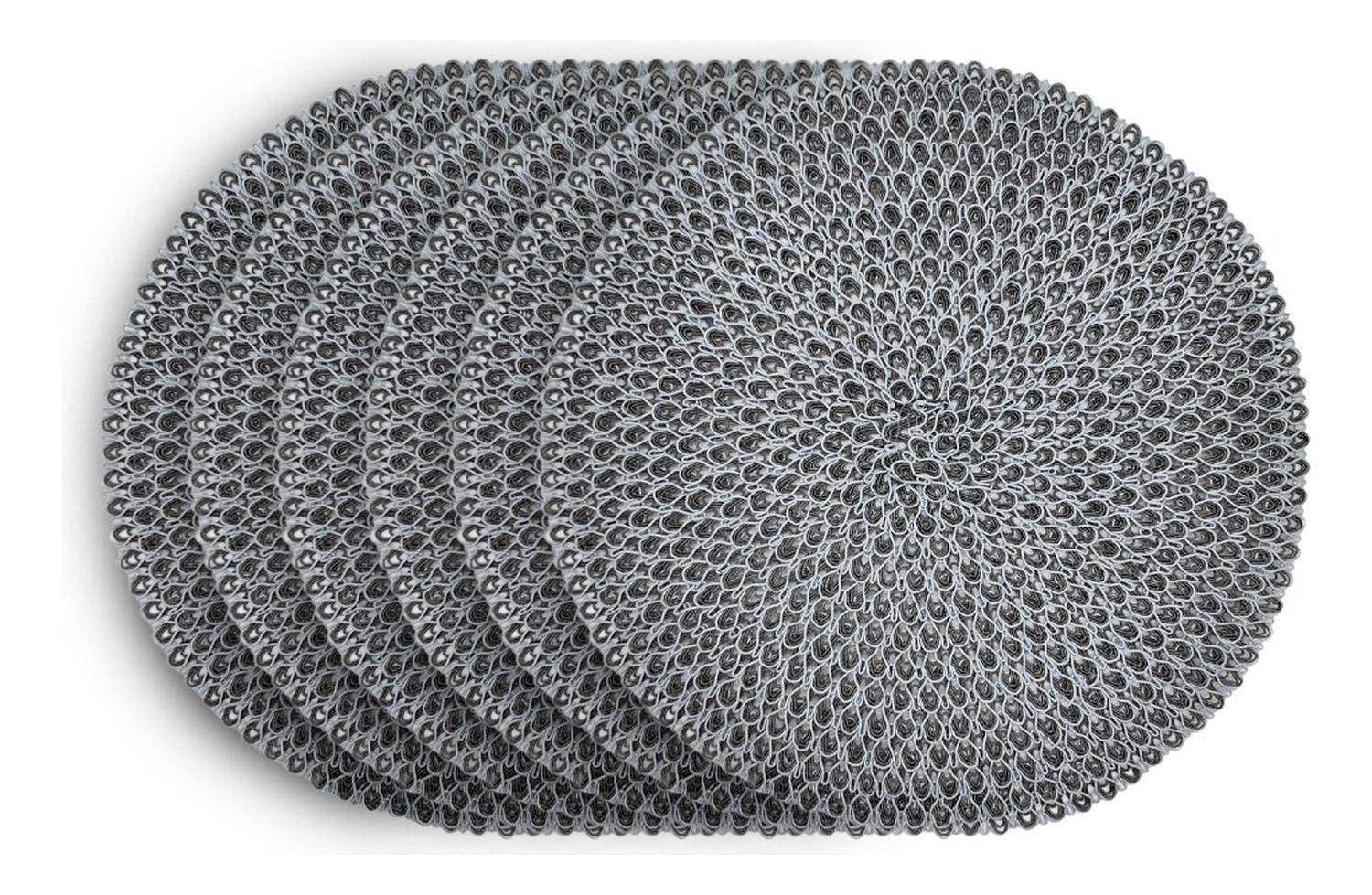 Set 6 Individuales Circulares Estilo Zigzag Diseño Gris - Fliperex