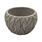 Set 2 Macetero Maceta Acabado Cemento Relieve Hojas Gris L - Fliperex