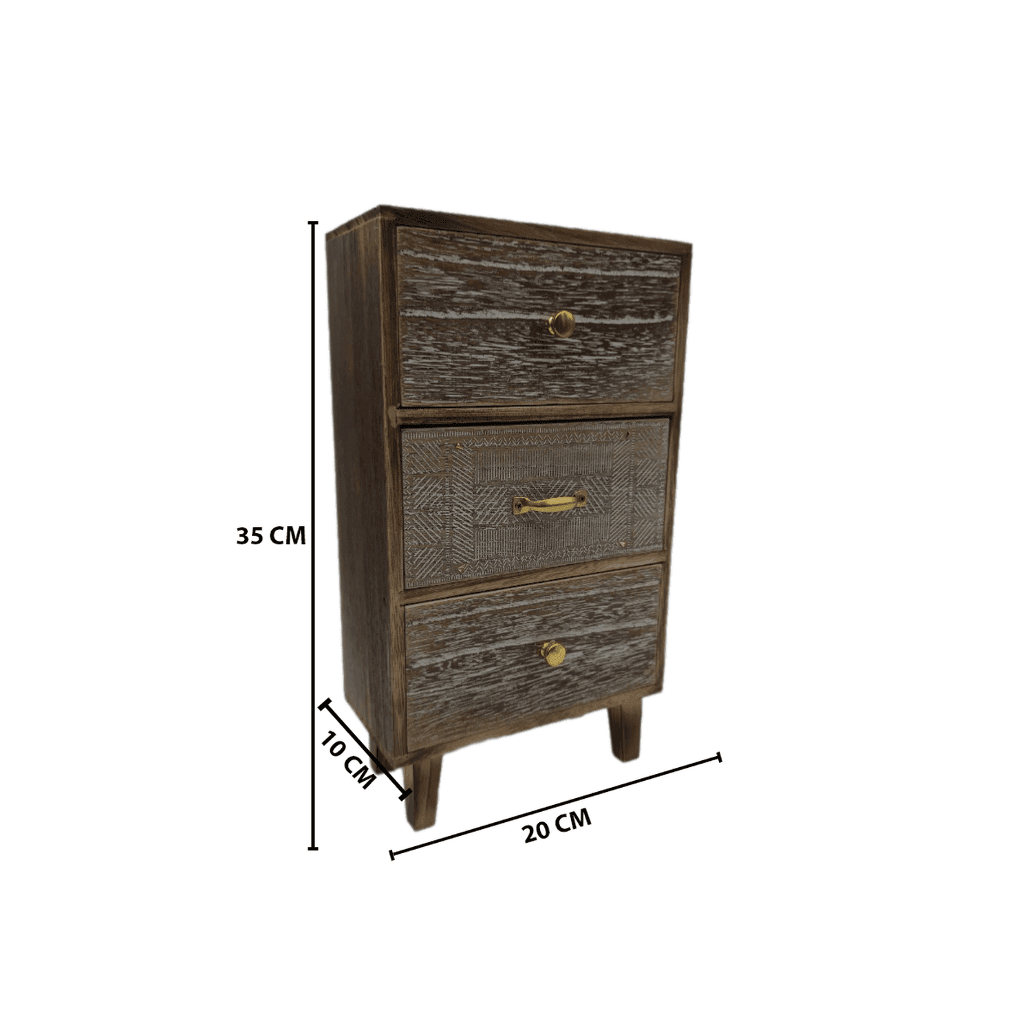 Organizador De Joyas Multiuso Oriental 3 Cajones Café - Fliperex