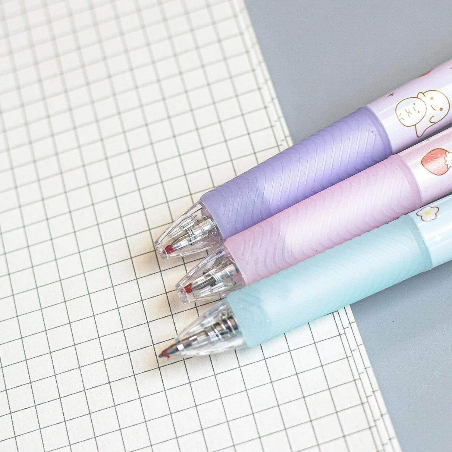 Set 6 Boligrafos Tinta Gel Negro Cute Kawaii 6 Diseños Color - Fliperex