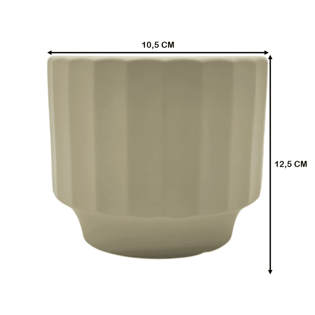 Macetero Maceta De Ceramica Limon Mate Lineas Verticales S - Fliperex