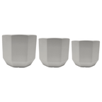 Set 3 Maceteros Maceta De Ceramica Blancos Lineas Verticales - Fliperex