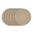 Set 6 Individuales Circulares Borde Trenzado Color Arena - Fliperex