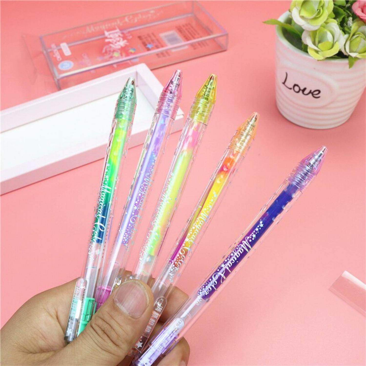 Set 5 Lapices Gel Con Brillo Multicolor Magical Boligrafo - Fliperex