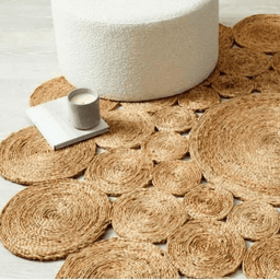 Alfombra Redonda De Yute Todo Circulos Color Natural - Fliperex