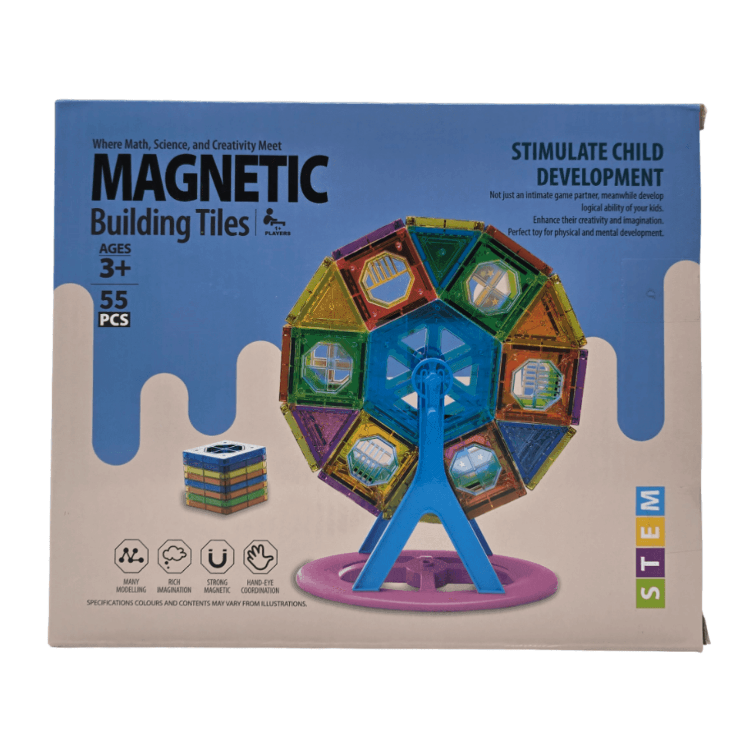 Set De Construccion Magnetico Piezas Magneticas 55 Piezas - Fliperex