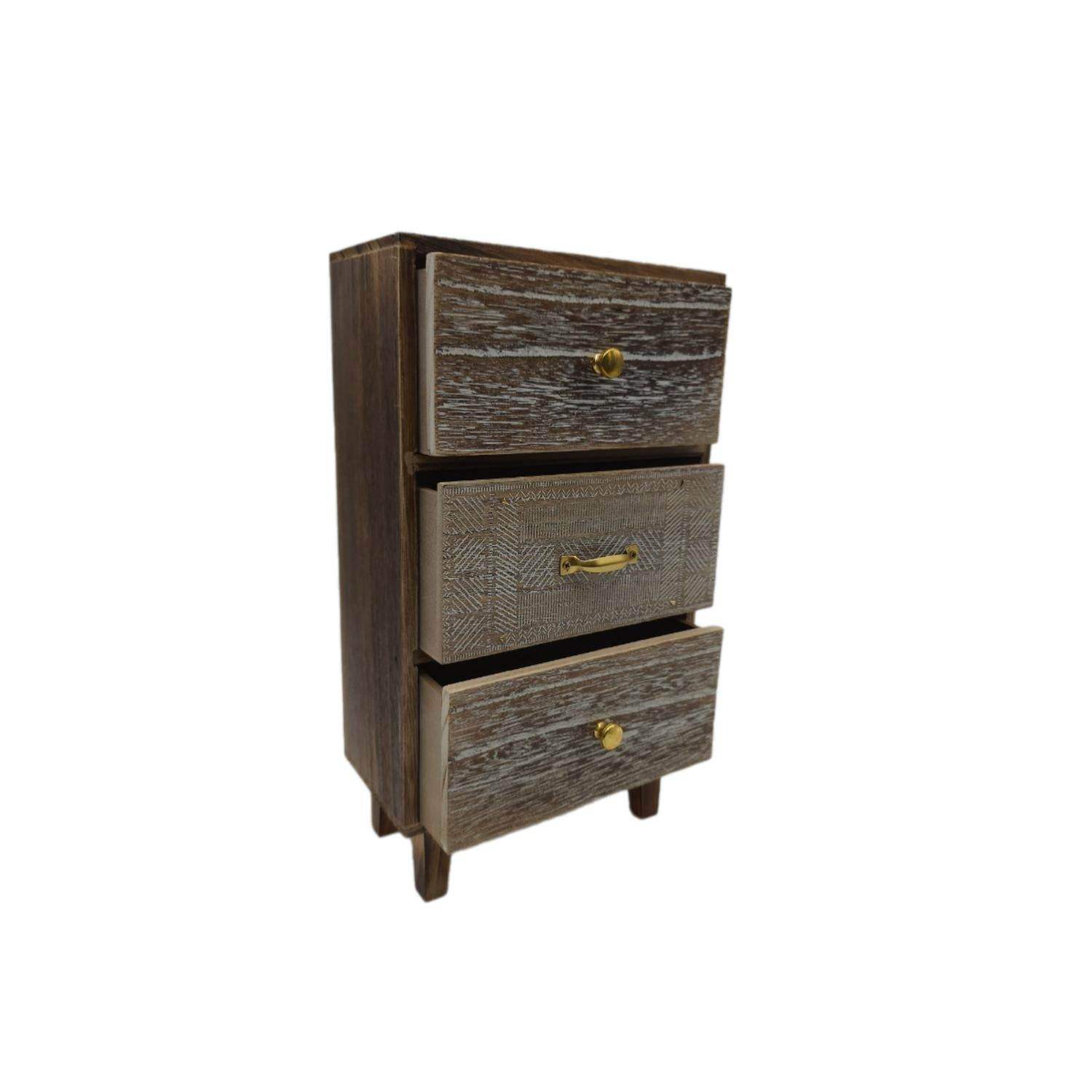 Organizador De Joyas Multiuso Oriental 3 Cajones Café - Fliperex