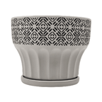 Macetero Maceta De Ceramica Blanco Patrones Negro Alto M - Fliperex