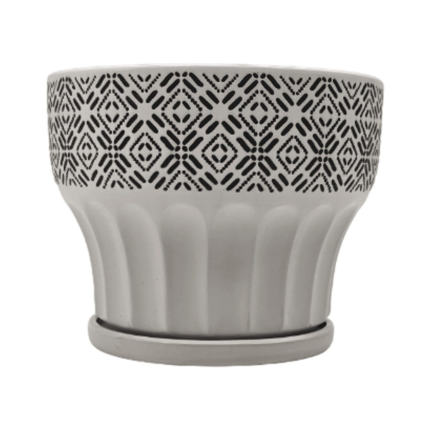 Macetero Maceta De Ceramica Blanco Patrones Negro Alto M - Fliperex