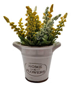 Planta Artificial Macetero Cerámica Home And Flower Amarillo - Fliperex