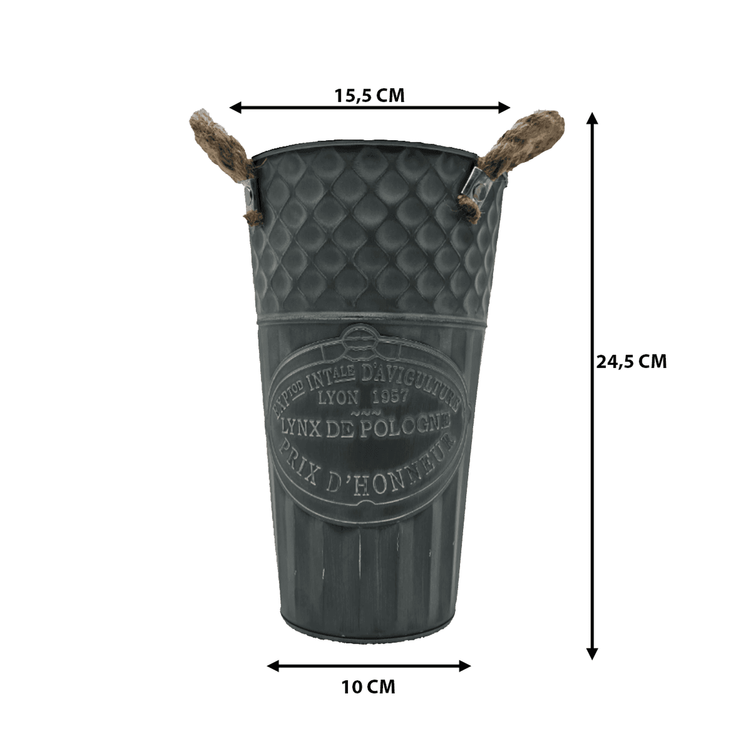 Macetero Balde Metalico Decorativo Vintage Desgastado Verd S - Fliperex