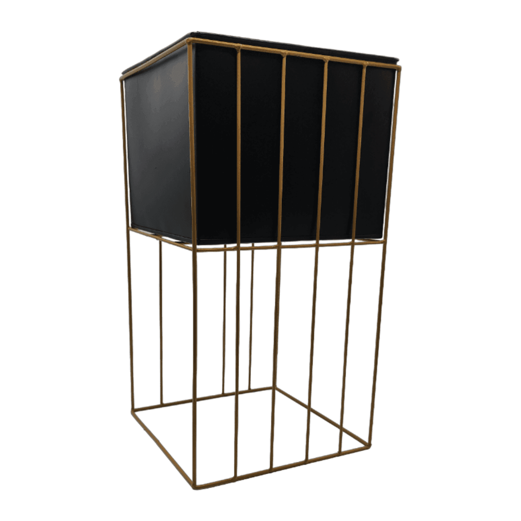 Set 2 Porta Macetero Pedestal Maceta Plantas Negro Dorado - Fliperex