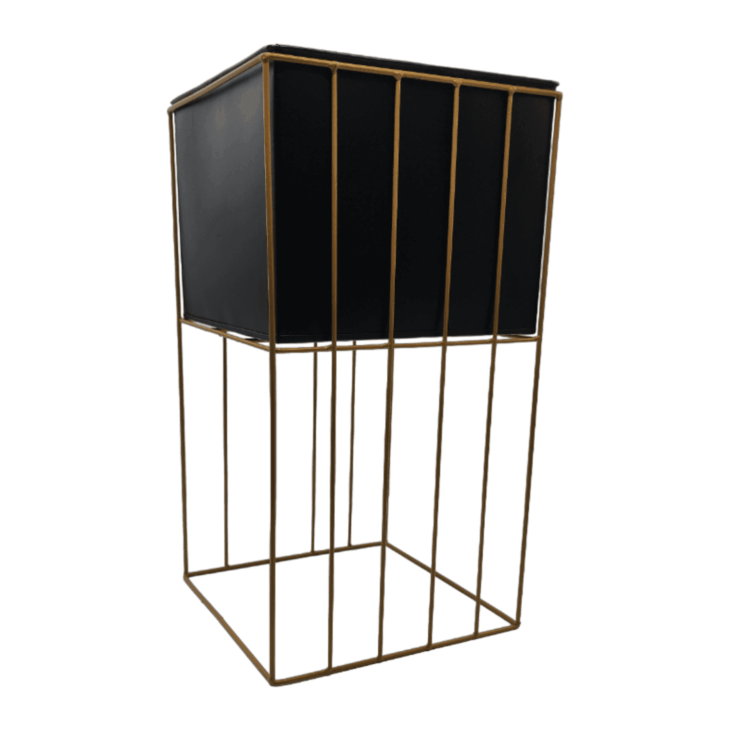 Set 2 Porta Macetero Pedestal Maceta Plantas Negro Dorado - Fliperex