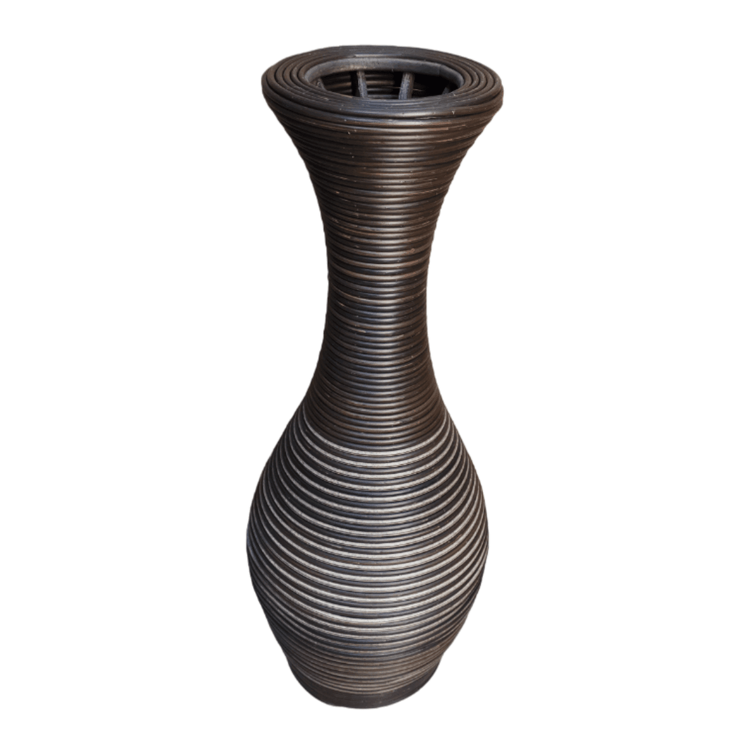 Jarron Florero Decorativo Tejido Rattan Moderno Marron 60 CM - Fliperex