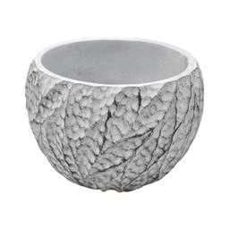 Set 3 Macetero Maceta Acabado Cemento Relieve Hojas Blanco S - Fliperex