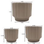 Set 3 Macetero Maceta De Ceramica Beige Lineas Verticales - Fliperex