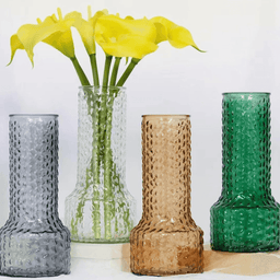 Florero Decorativo De Vidrio Con Diseño Base Ancha Gris 25 - Fliperex