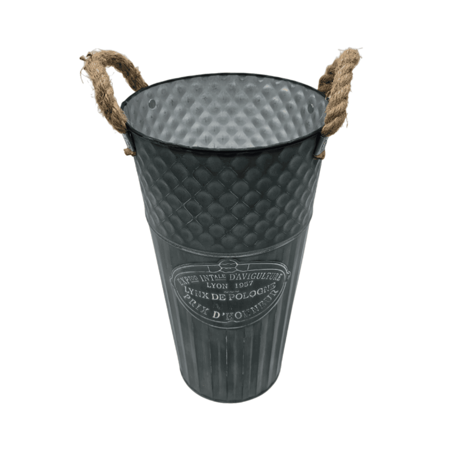 Macetero Balde Metalico Decorativo Vintage Desgastado Verd S - Fliperex