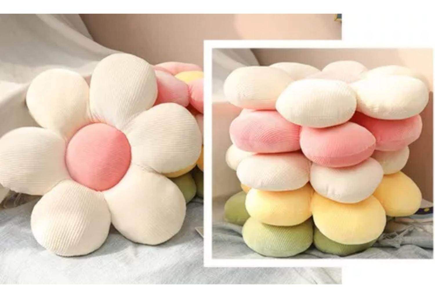 Cojín Decorativo Peluche Forma De Flor Multicolores - Fliperex