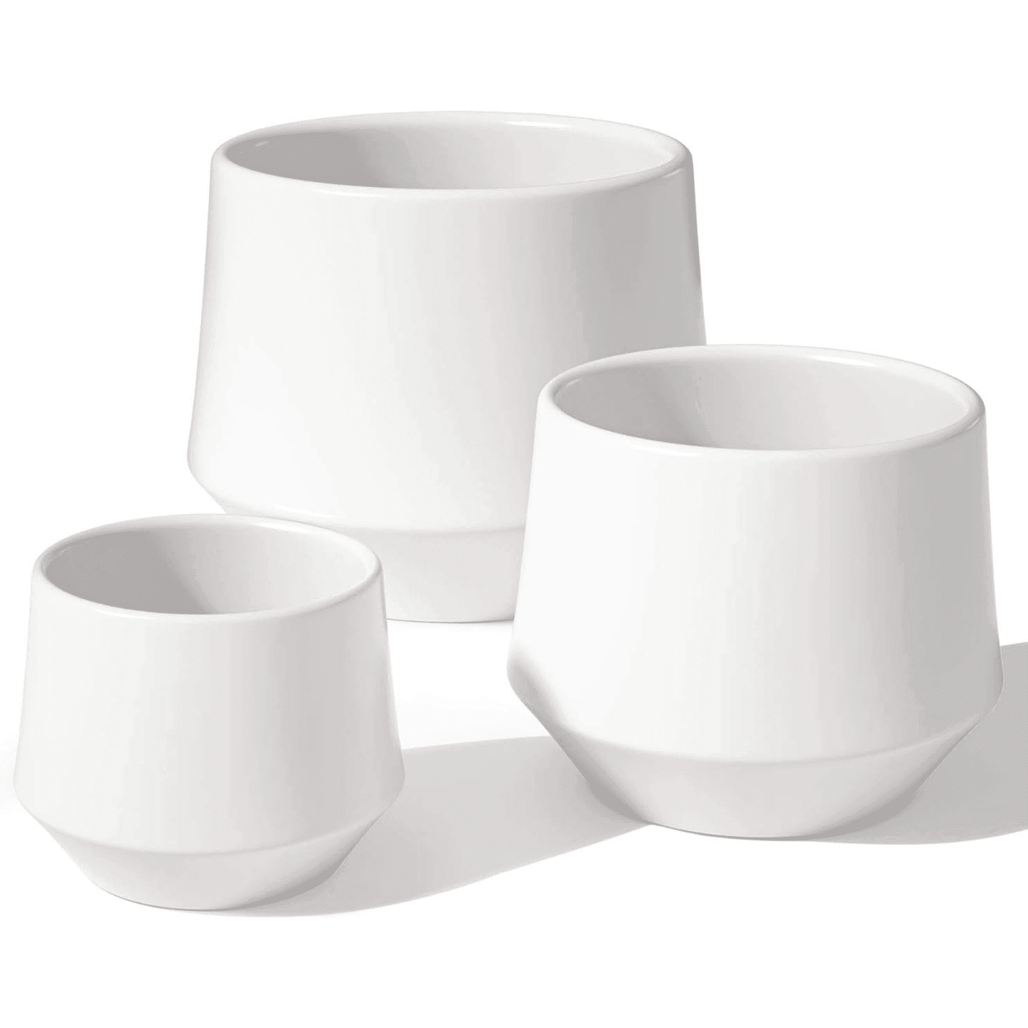 Set 3 Maceteros Maceta De Ceramica Elegante Blanco Liso - Fliperex