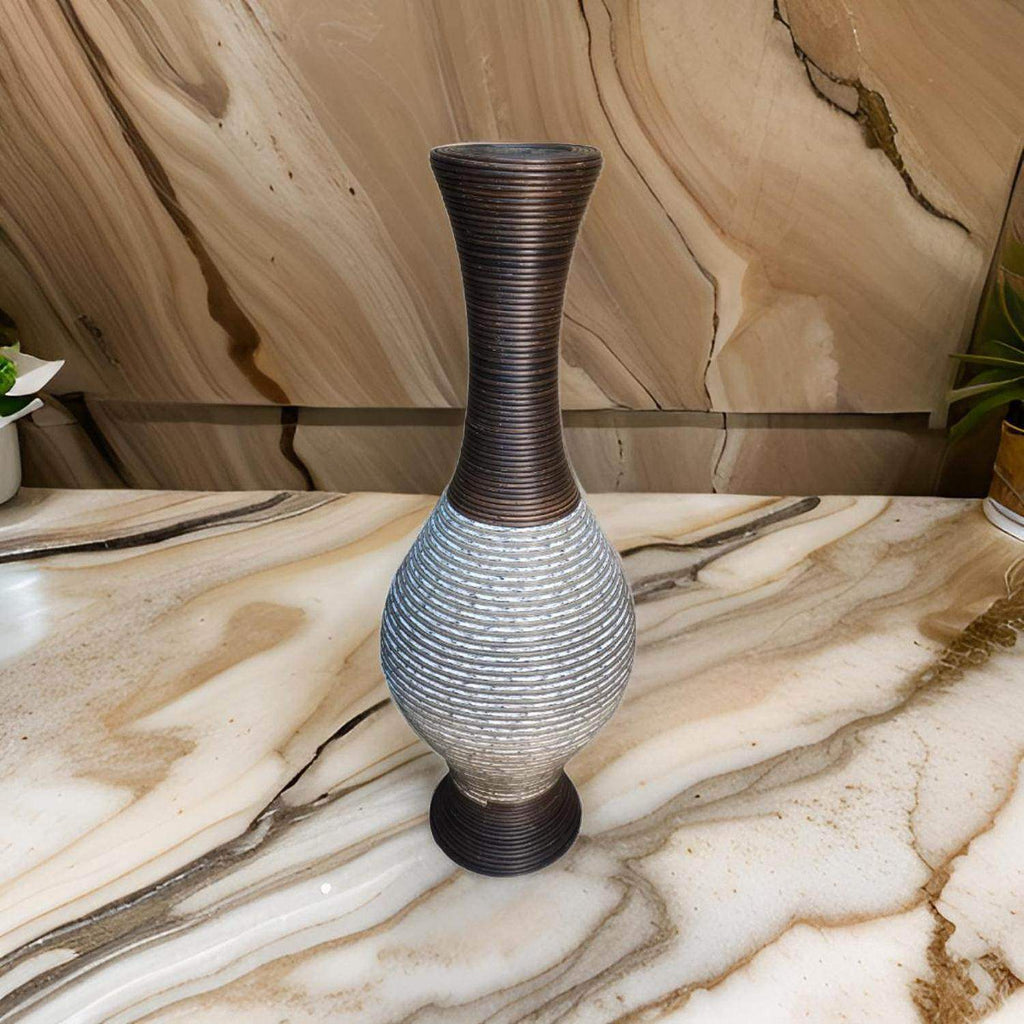 Jarron Florero Decorativo Tejido Rattan Moderno Blanco 70 CM - Fliperex