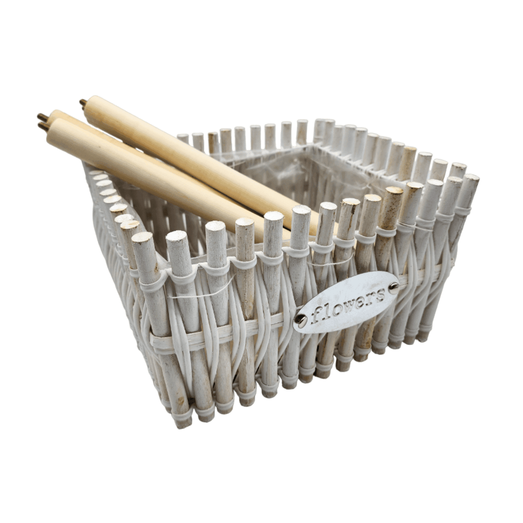 Set 2 Macetero Pedestal Madera Rustico Porta Macetero Blanco - Fliperex