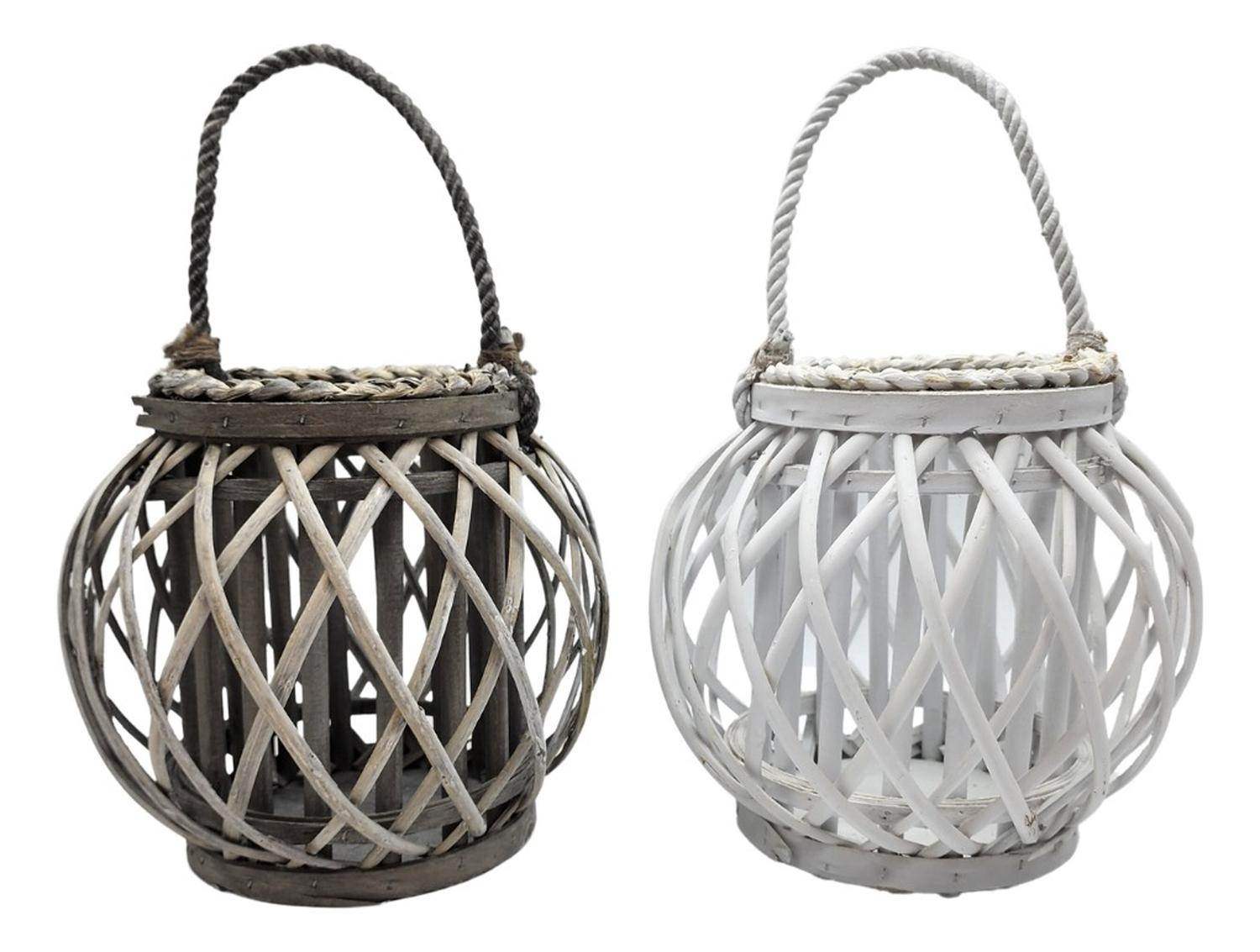 Candelabro Porta Vela Mimbre Rustico Redondo Terraza Blanco - Fliperex